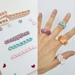 New Soft Pottery Ring Cutting Mold Flower/Heart Shape Polymer Clay Cutter DIY Handmade Ring Valentine's Day Gift Pottery Tools