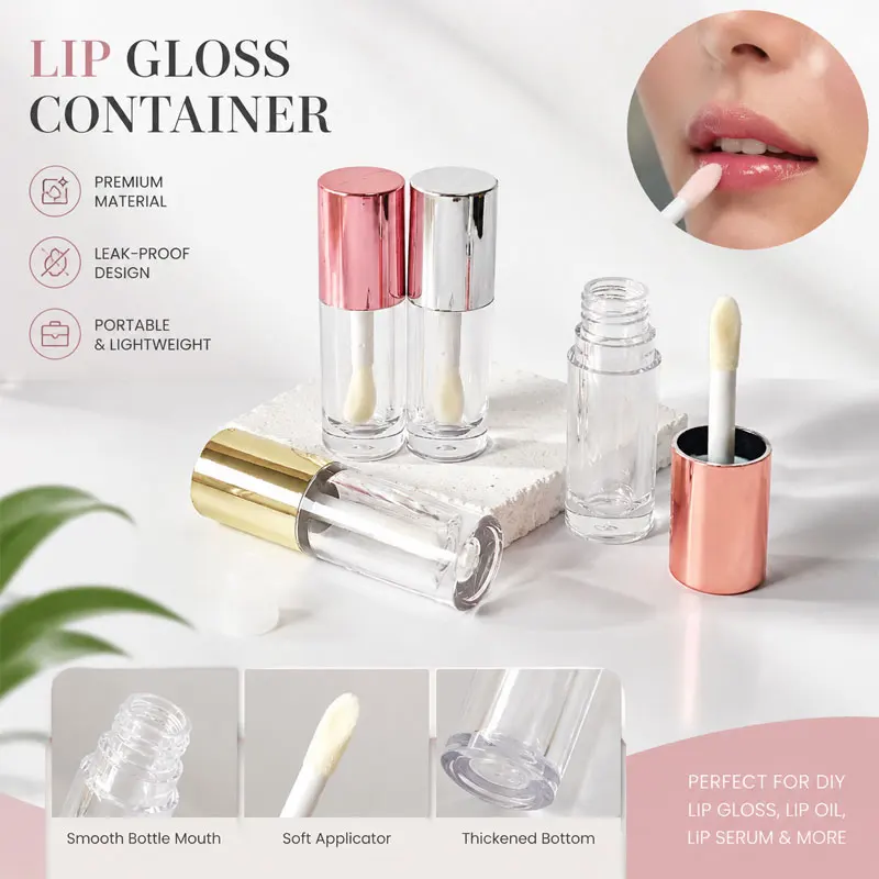 10-40Pcs 1.2ML Empty Transparent Lip Gloss Tubes Gold Mini Plastic Lip Balm Tube Lipstick Sample Cosmetic Storage Containers