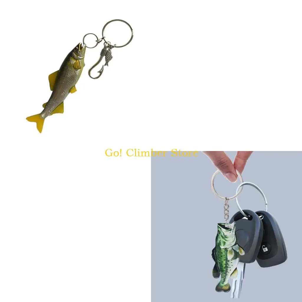 Q84C Daily Carry Fish Keychain Accessory in Acrylic Style with Metal Hook Detail for Bag Use and Simple Display Placement Style