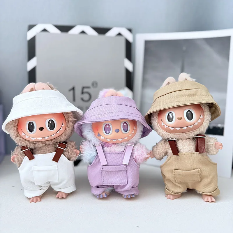 

Clothes For Labubu 1st-3rd Gen 15/17cm Dolls - Adorable Casual Outfit Set Multi - Color Matching Overalls & Bucket Hats