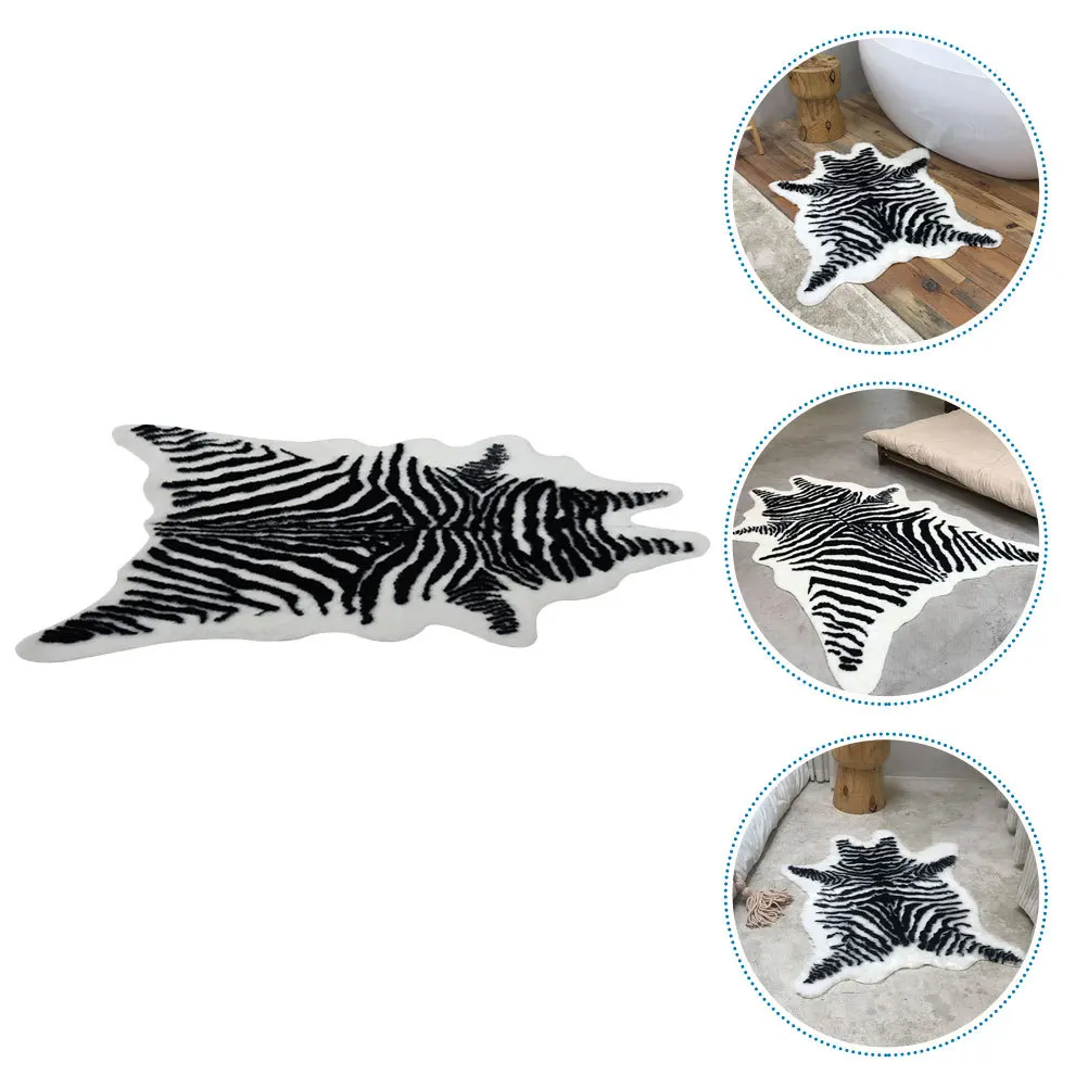 

Zebra Print Floor Rug Anti-Slip Lightweight Textured Mat For Bathroom Kitchen Bedroom Living Room Hotel Doormat Washable Animal