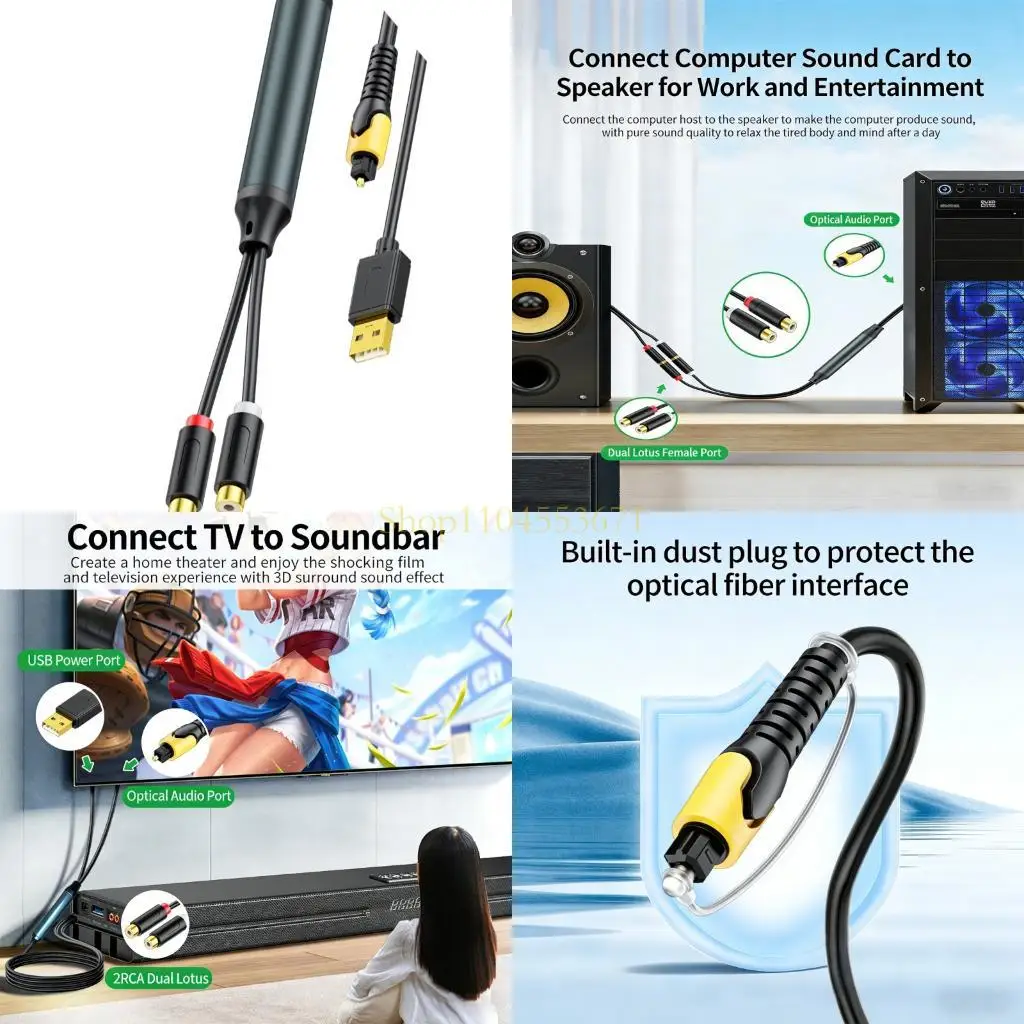 Best Seller Digital Visual Connection To 2Pin Linking Cord For TV Monitor Featuring USB Power Help 192KHz 24Bit Sampling Rate