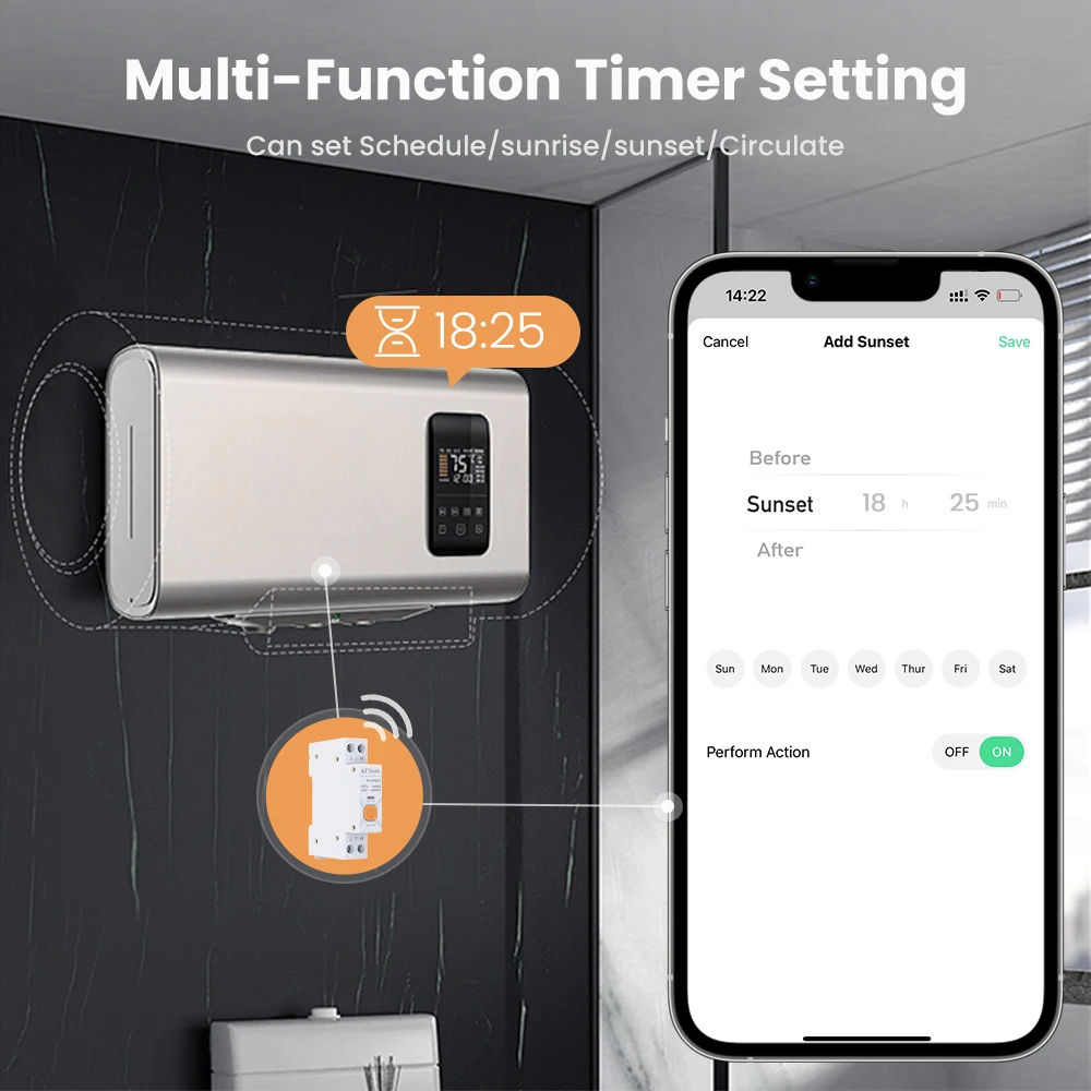 Avatto tuya wifi smart leistungs schalter schalter 63a 1p smart life app timer modul unterstützung alexa google home alice sprach steuerung