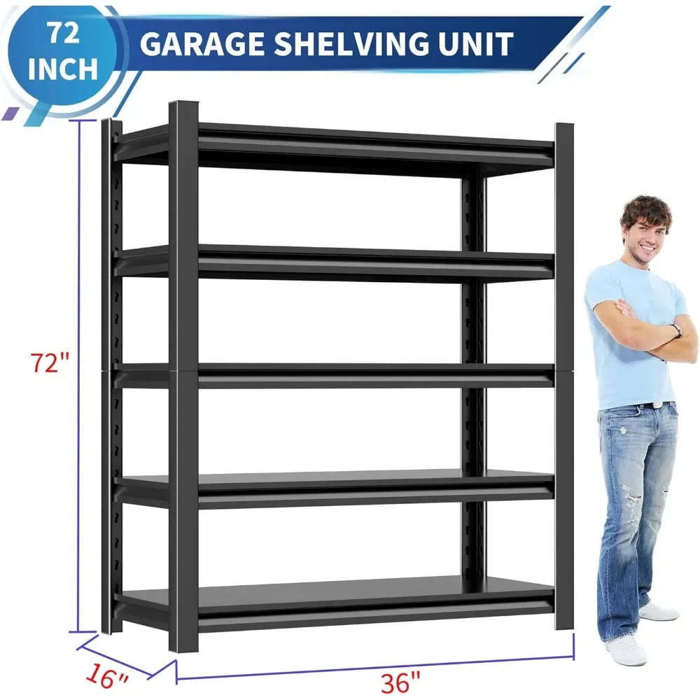 Garage Shelving Unit ,Heavy Duty Storage Shelves Easy Assembly Adjustable Metal Steel Utility Shelf Rack Garage Storage Organize
