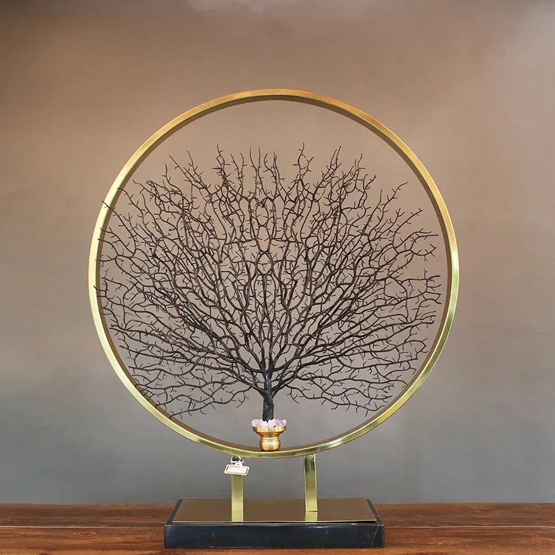 

Simple Modern Stainless Steel Round Plant Multi-Branched Sea Tree Ornaments Porch TV Cabinet Creative Home Showroom