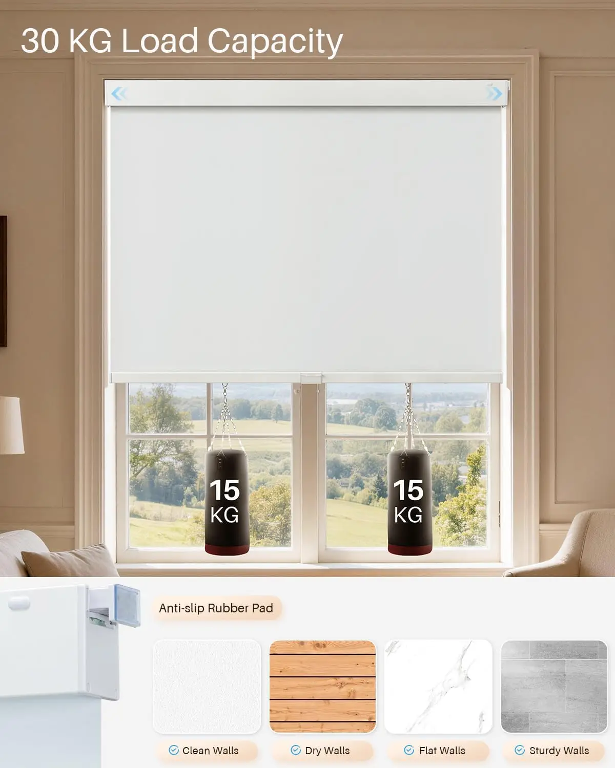 2026 Square Cover New Design No Drilling Aluminum Metal Frame Spring Control No Rope Pulling Roller Blinds For Windows view 3