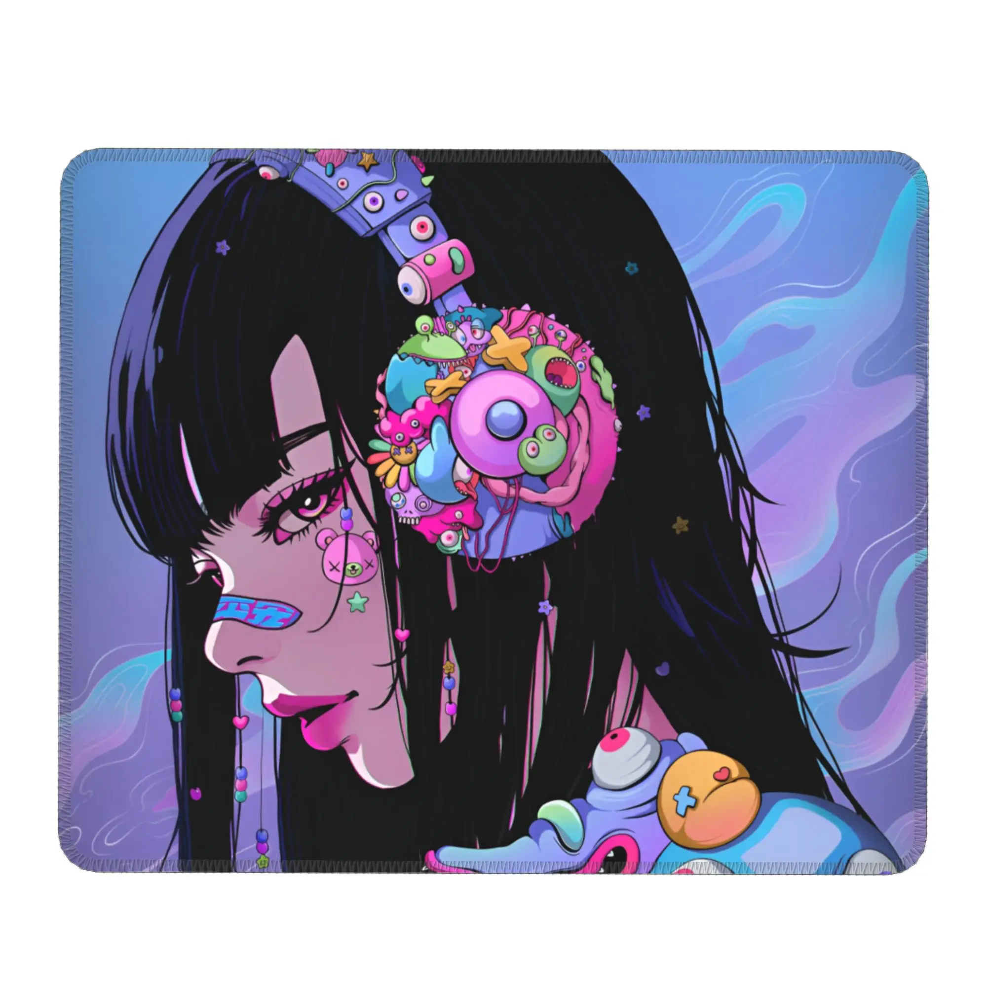 

Japanese Oni Mask Girl Round Mouse Pad Anime Cute Rubber Gaming Mousepad For Laptop PC MacBook Anti-Slip Graphic Mouse Mats