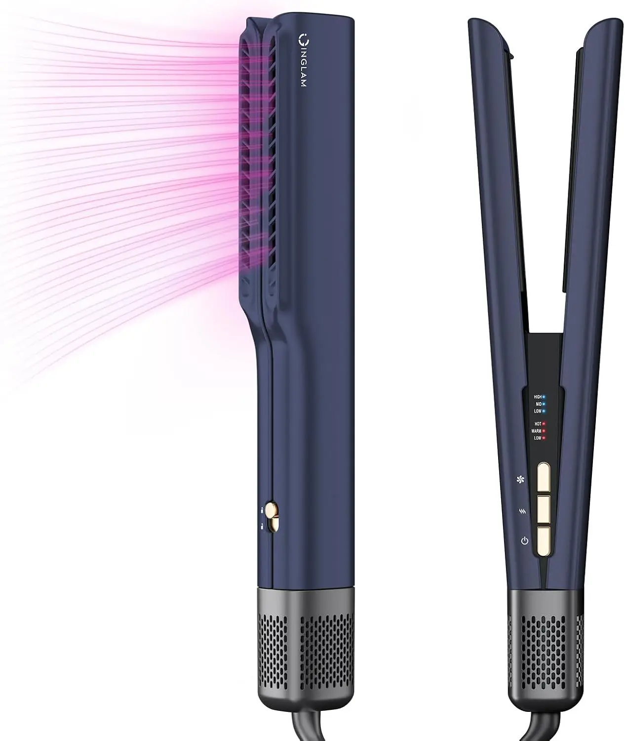 Air Straight Hair Dryer & Straightener 2-in-1, Wet to Dry, Fast Ionic Styling for Medium-Long Hair, Dark Blue