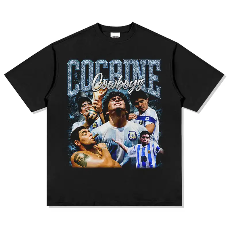 Diego Maradona coton t-shirt de football pour hommes maillot argentin 1986 champion chemise commémorative été unisexe chemise à manches courtes