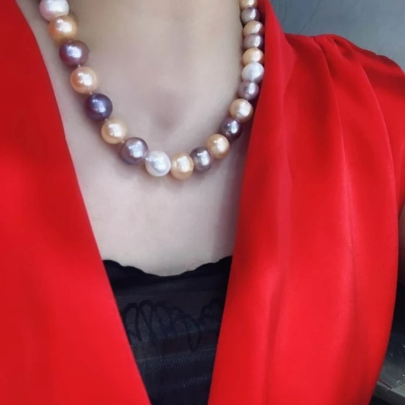 

Wholesale Natural Pearl Necklaces 11-12mm Multi-color Mixed Color Wedding Gifts, Jewelry Accessories