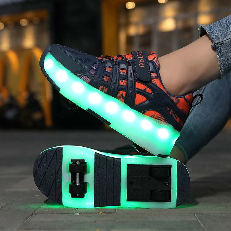 

Girls' roller skating running shoes, invisible four-wheel retractable automatic roller skating shoes for primary school children