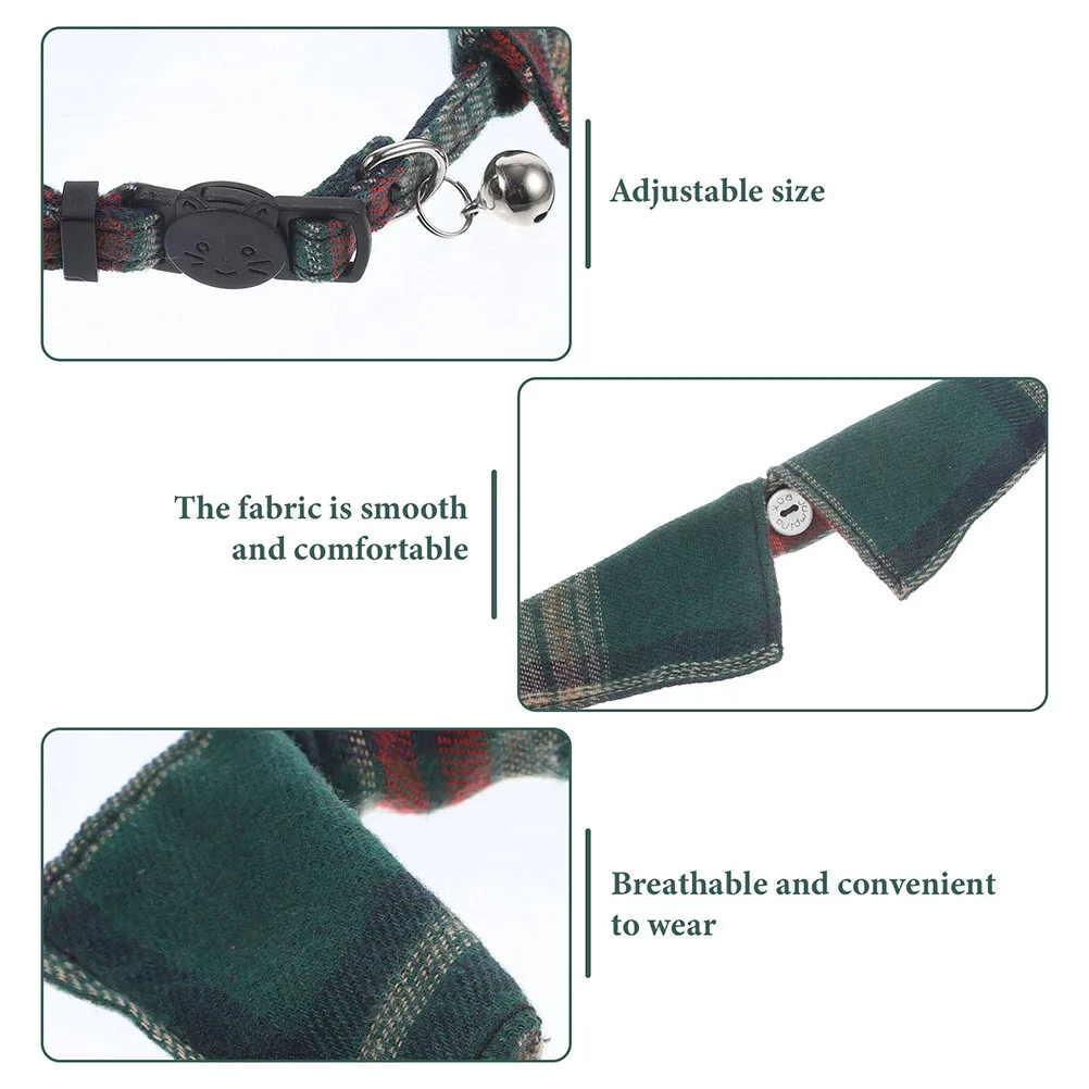 

2pcs Cat Collar Plaid Design Adjustable Decorative Pet Neckwear For Indoor Cats Bell Collars Small Kitten Comfortable Wear