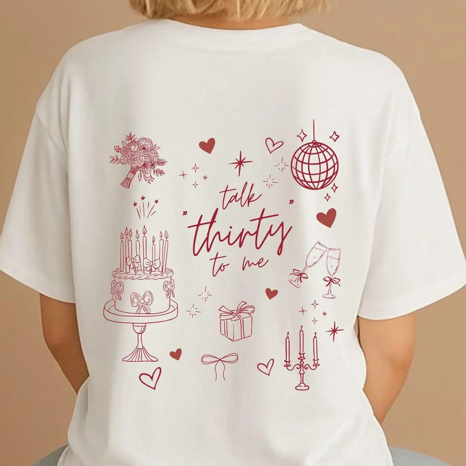 Talk Thirty To Me 30th Birthday T Shirt Funny Milestone Party Crew Casual  vintage Washed Soft Breathable designer clothes