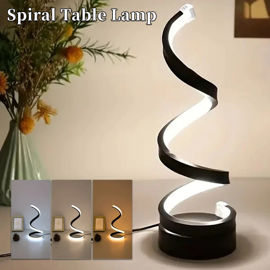 LED ضوء الليل الحديثة عكس الضوء دوامة الجدول مصباح غرفة نوم السرير مصابيح أضواء ليلية لغرفة المعيشة مكتب منضدة رف الكتب #1