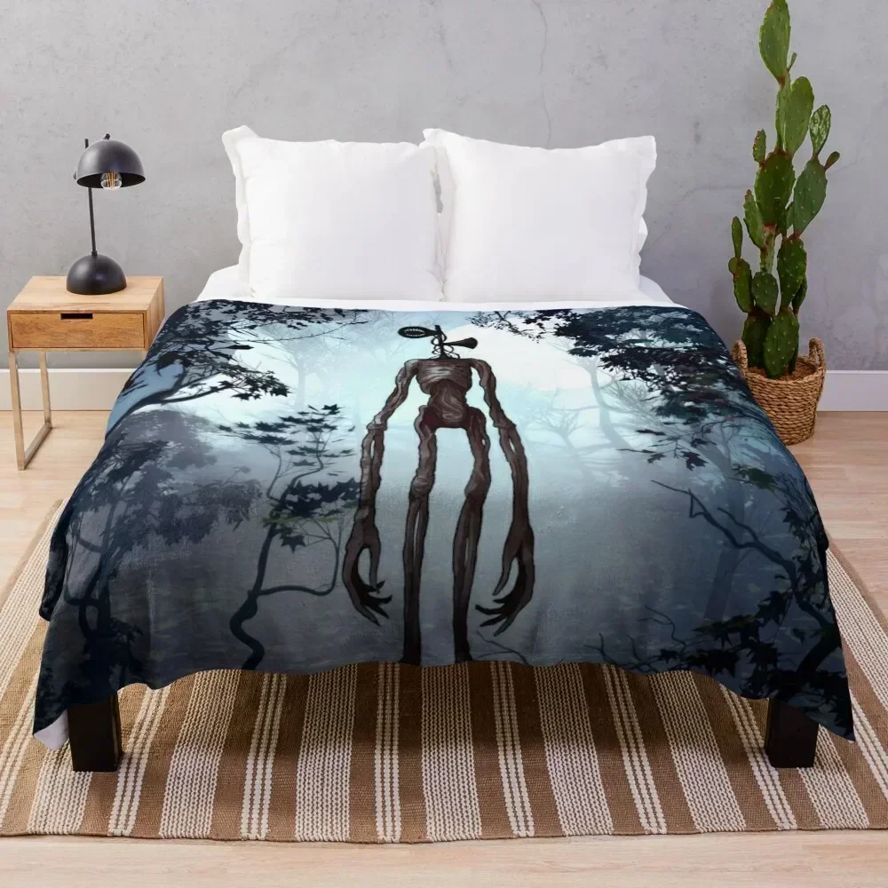

Siren head in dark forest Throw Blanket Cozy Throw Blanket for Bed Sofa Chair