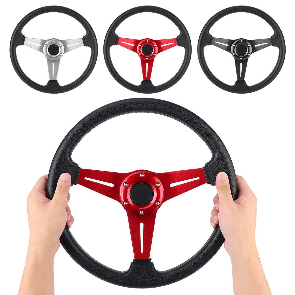 Auto Sport Drifting Steering Wheels Deep Dish Corn Universal Racing PU Leather Steering Wheel 350mm 14inch Aluminum Alloy