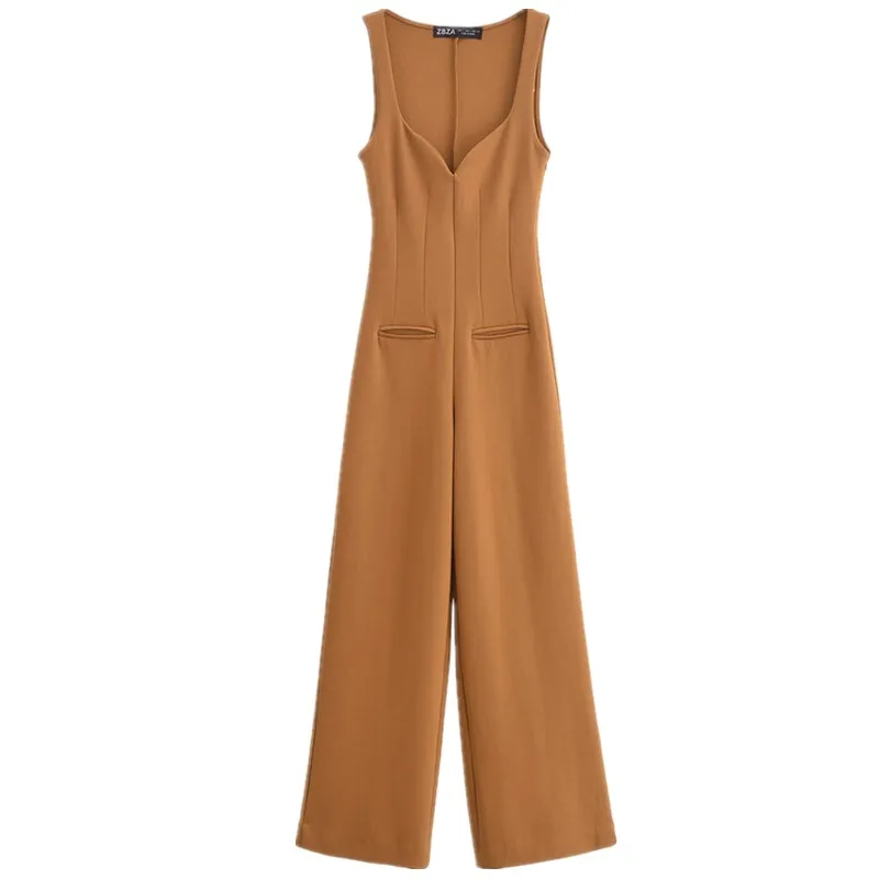 ربيع 2025 المرأة Faionable الوجهين النسيج مريحة طويلة قطعة واحدة دعوى بسيطة متعددة الاستخدامات منتصف الخصر بنطال ذو قصة أرجل واسعة #5