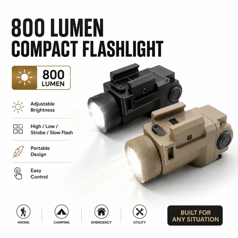Portable Small LED Torch With Install Base High Lumen Dimmable Lighting Device Strobe Function For Outdoor Activities
