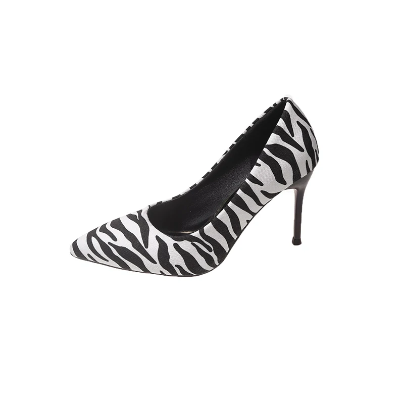 34-43 Plus Size Women\'s Pumps 2024 New Sexy Stiletto Office Office Shoes for Women Classic Zebra Print Stylish Party High Heels