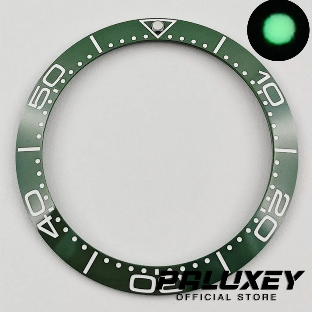 Schräge Form, 38 mm x 30,6 mm, hochwertige Taucher-Lünetteneinlage aus Keramik/Aluminium, 1 Stück, für NH35 NH34 NH36 GMT Automatikuhren-Lünette