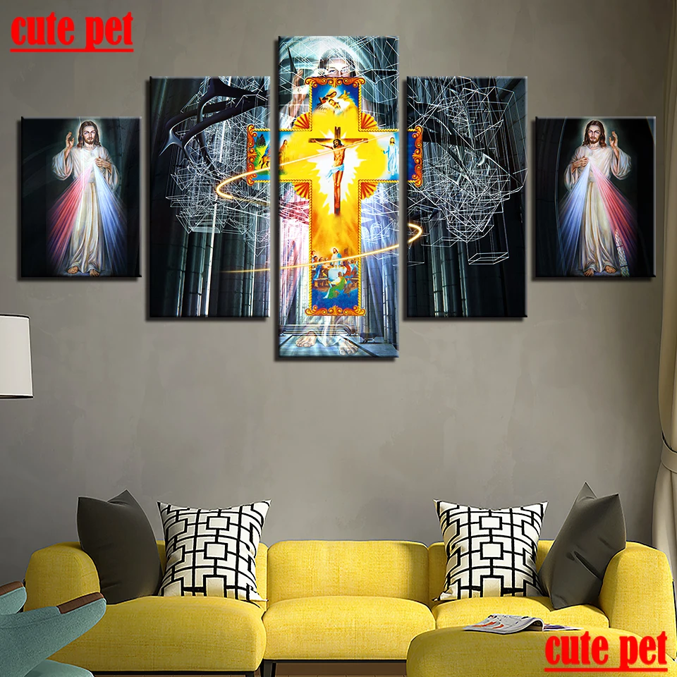 5D Home Decor Jesus Christ Lord God Diamond Painting Diy painting arts cross stitch diamond painting art mosaics 5PCS cute pet