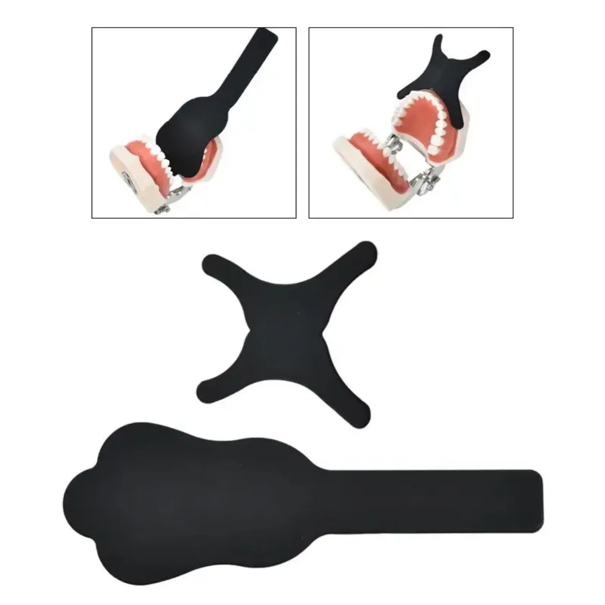 تقويم الأسنان خلفية سوداء لوحة الخد عن طريق الفم مرنة سيليكون الفولاذ المقاوم للصدأ صورة صورة لوحة التباين أدوات طبيب الأسنان #2