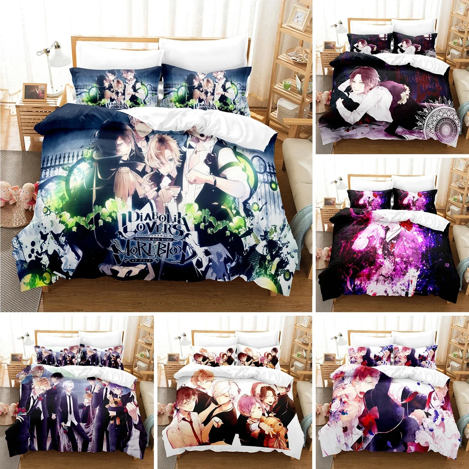 

Anime Diabolik Lovers Bedding Set Duvet Cover Bedroom Comforter Covers Single Twin King Size Quilt Cover Home Textile