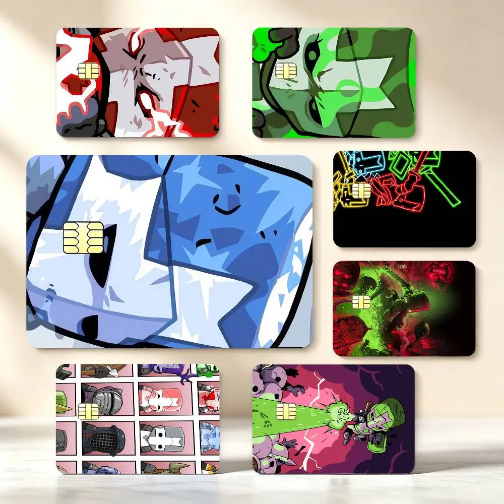 Game Blue Red Castle C-Crashers Credit Card Stickers Skin For Bank Debit Decorative Protection Scratch-resistant Gift