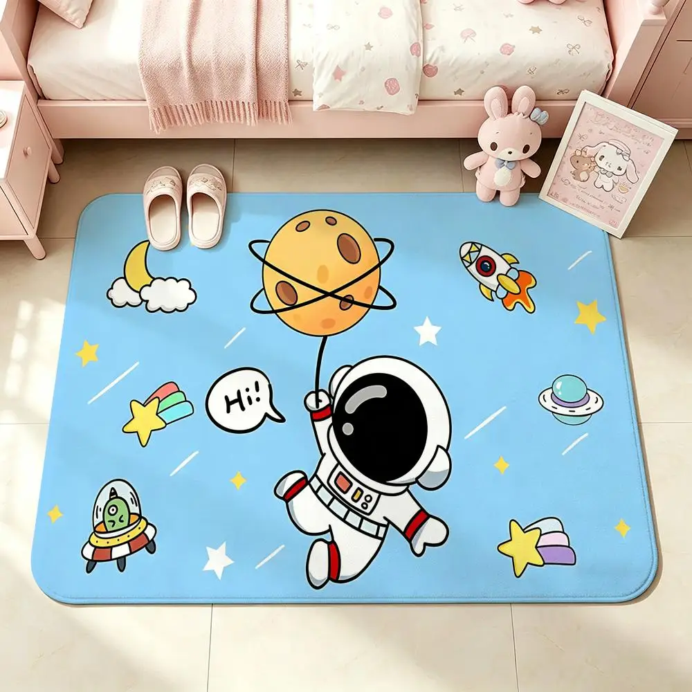 Art-Chubby AstronautS Floor Mat Bedroom Carpet, Bathroom Foot Mat, Doormat, Non-Slip Absorbent Multi-Use