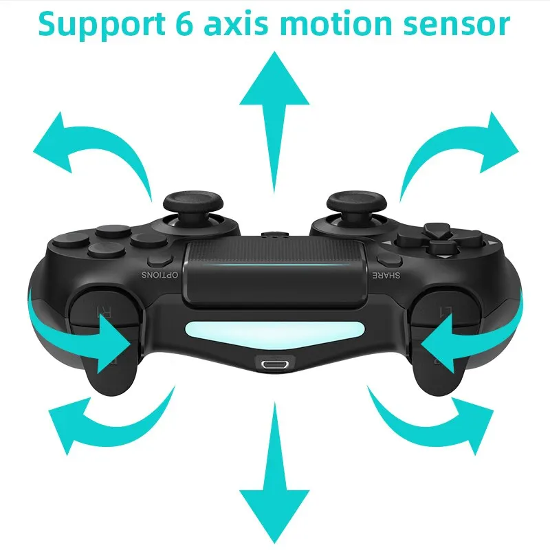 จอยควบคุมเกมรองรับบลูทูธ Data Frog สำหรับ PS4/slim/pro เกมแพดไร้สายสำหรับ PC จอยสติ๊กแบบสั่นสะเทือนคู่สำหรับ iOS/Android