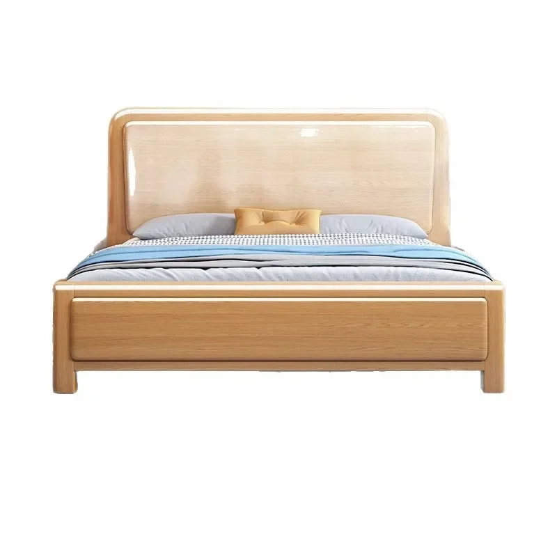 

Full beech solid wood bed master bedroom double log color large bed household small apartment 1.2 meters 1.5 meters 1.8 me