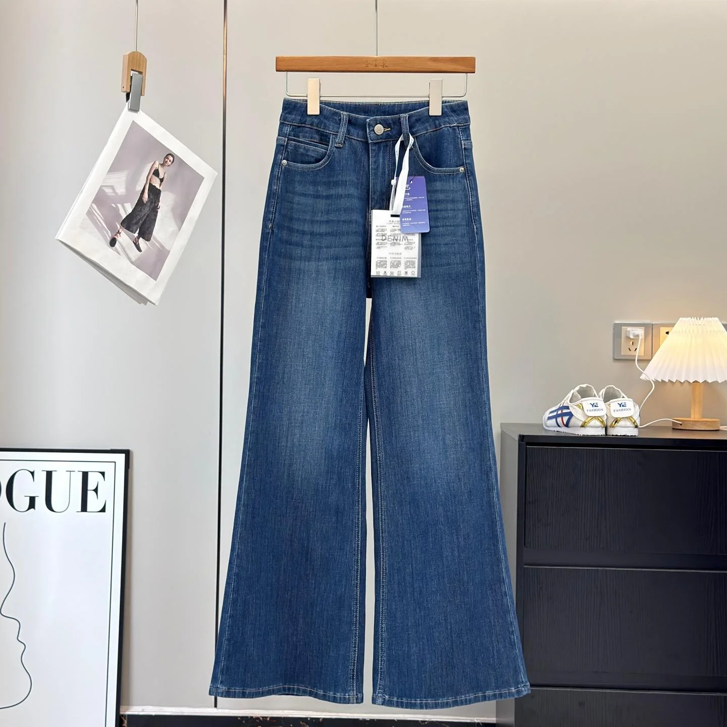 

High Waist Wide Leg Jeans Women's Loose Fit Four Way Stretch Denim Pants Slimming Straight Cut Trousers Retro Style