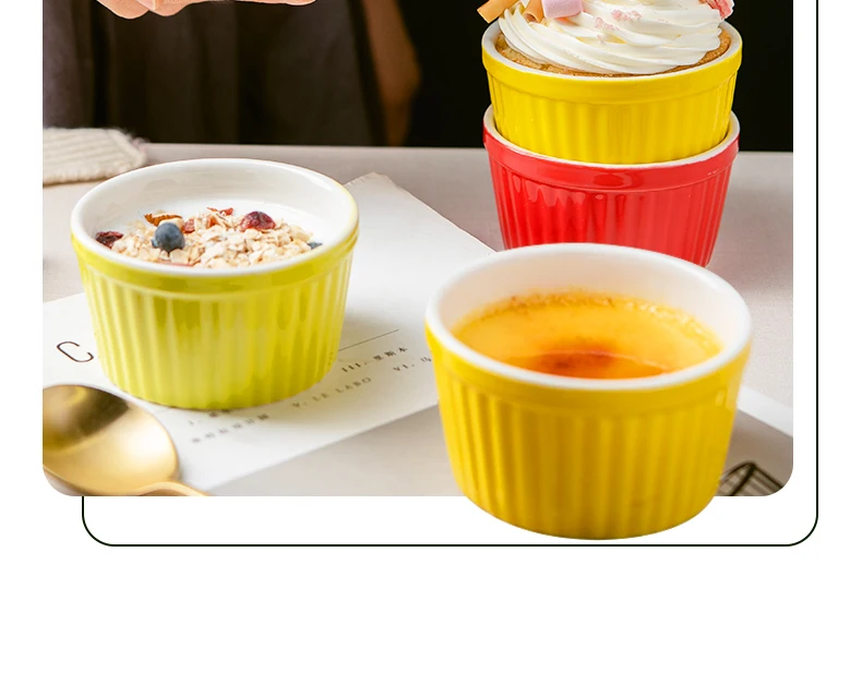 Bai Zhuan Shu Fu Lei Ceramic Baking Bowl Round Jelly Dessert Bowl Oven Household Baking Cup Pudding Cup Baking Mold