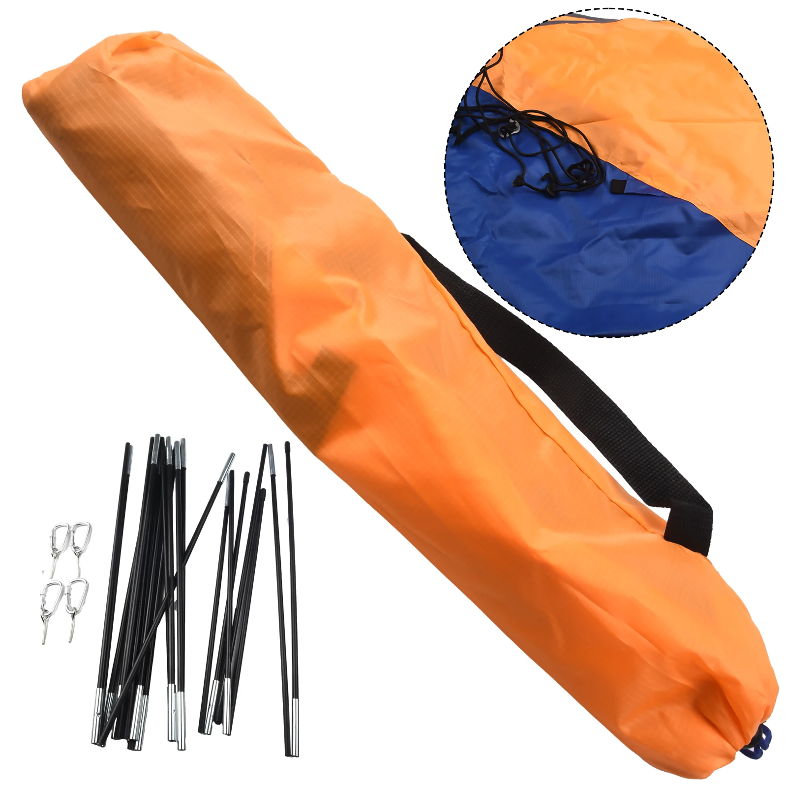 

Lightweight 2 Person Kayak Canopy Awning Waterproof Sun Shade Shelter Tent with Wind Rope and Support Rods Blue and Orange