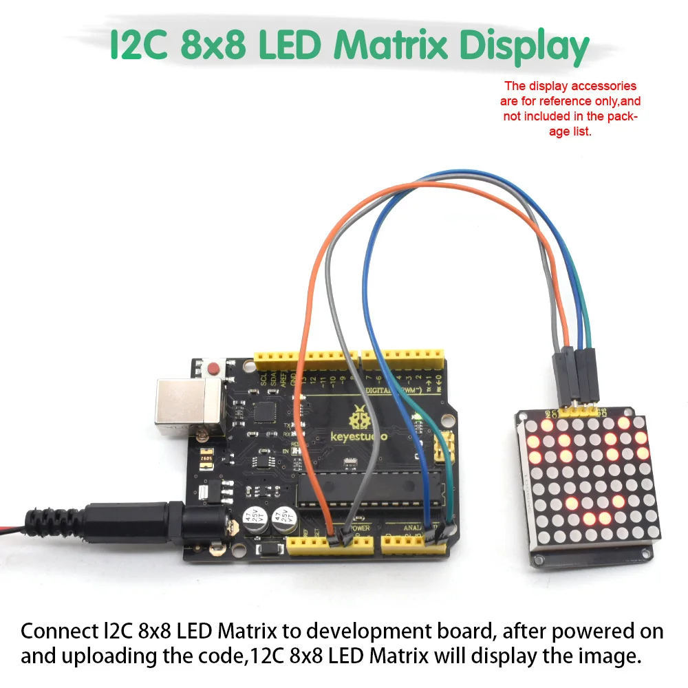 3PCS Keyestudio Red color common cathode I2C 8*8 LED dot Matrix module HT16K33 for Arduino UNO R3