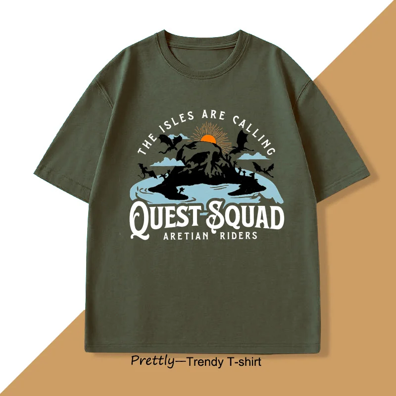 Quest Squad Dragon Rider T-shirt Fourth Wing Merch Xaden Riorson T Shirt Men Women Causal Cotton Short Sleeve Men's T-shirts