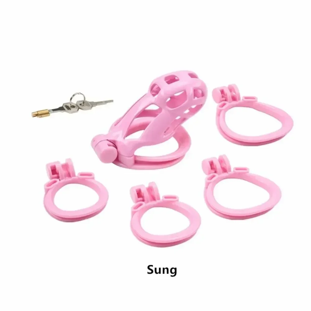 New Pink Penis Ring Urethral Lock Cock Cage Scrotum Restraint CBT Chastity Device Trainer Male Abstinence Sex Toy Adult Products