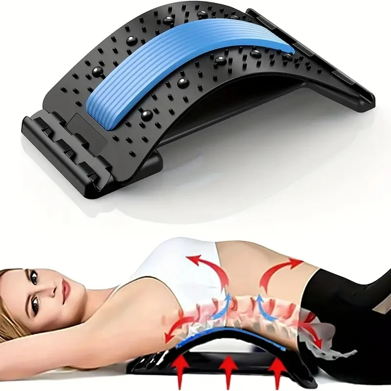 Multi Functional Back Waist and Neck Massager Adjustable Stretching Device Lumbar and Cervical Spine Support Fitness Tool
