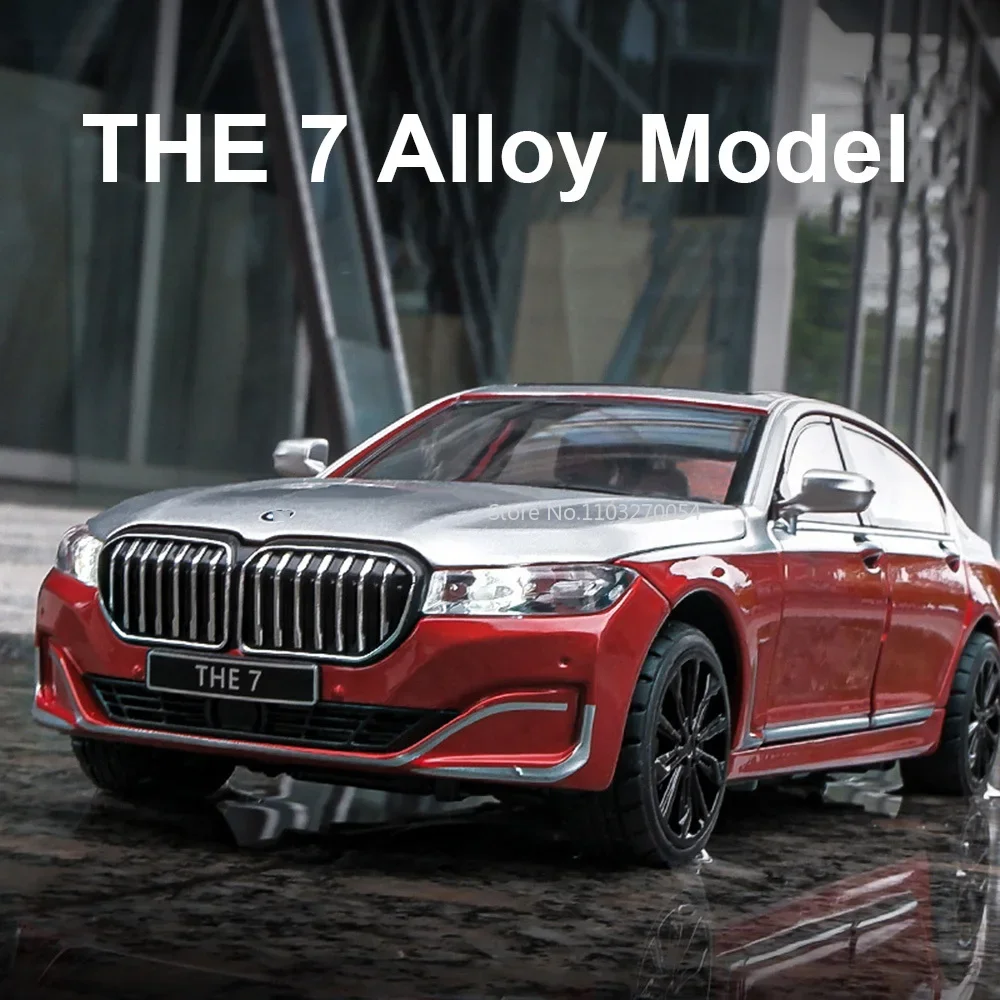 

1/24 THE 7 760Li Luxury X5 Cars Model Toys Front Wheel Steering Sound Light Door Open Pull Back Function Vehicles Toy Cars Gifts