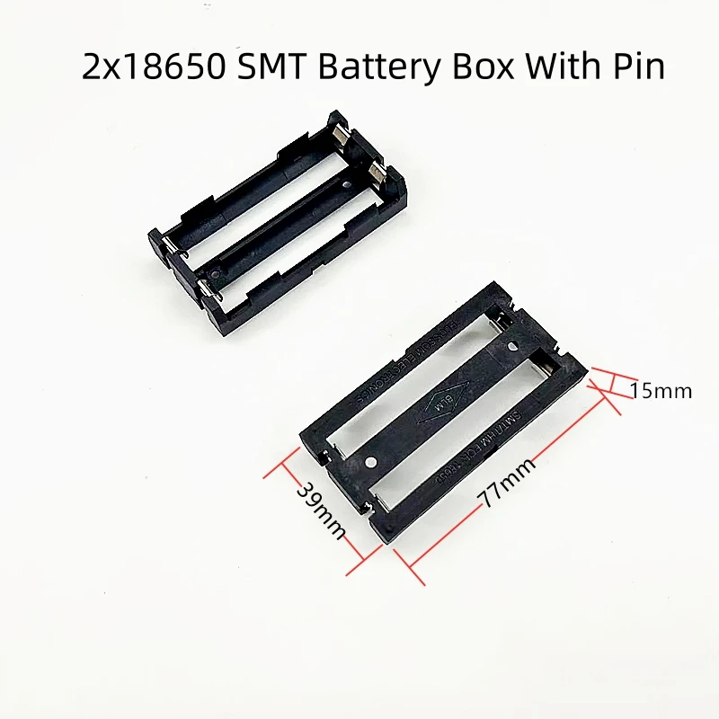 Caja de batería chapada en oro con parche SMT SMD, soporte de batería ignífugo, se puede conectar en serie y paralelo, 1/2/3/4x18650