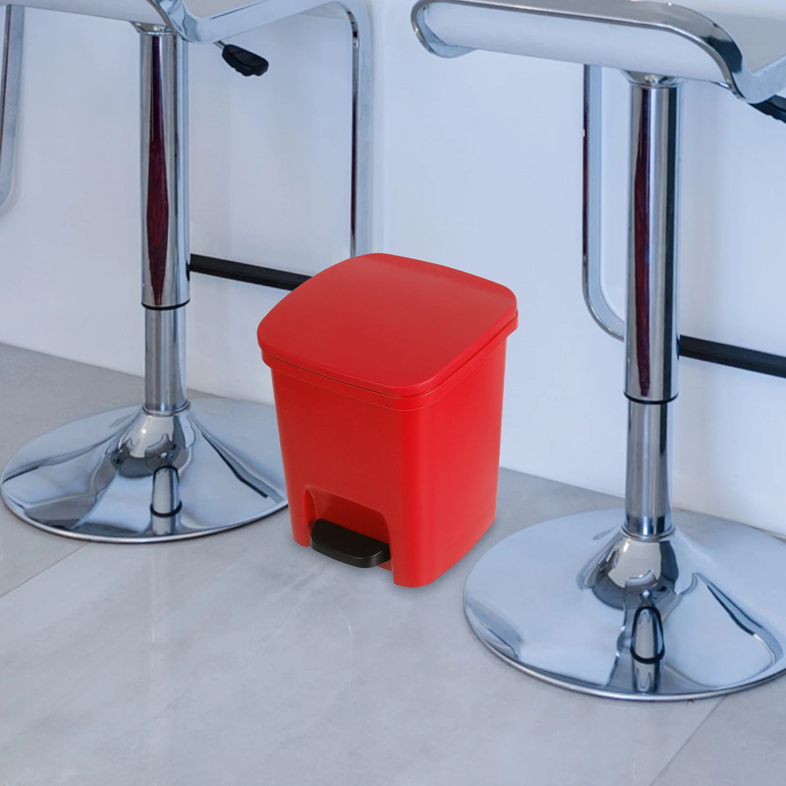 

Plastic Trash Can Pedal Kitchen Wastebasket Recycling Bin 10L Rectangular Garbage Can Bedroom Offices Rubbish Container