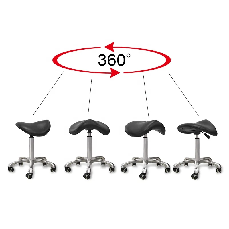 Anteeth Beauty Esthitician Saddle Stool Movable Chair PVC Leather Physician Stool Seat Height Adjustment Saddle Chair