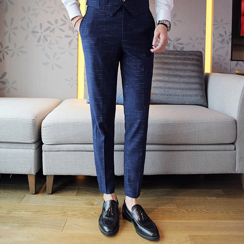 

2022 New Men's Fashion Boutique Dark Plaid Business Casual Suit Pants / High-end Brand Casual Suit Pants Men's Trousers