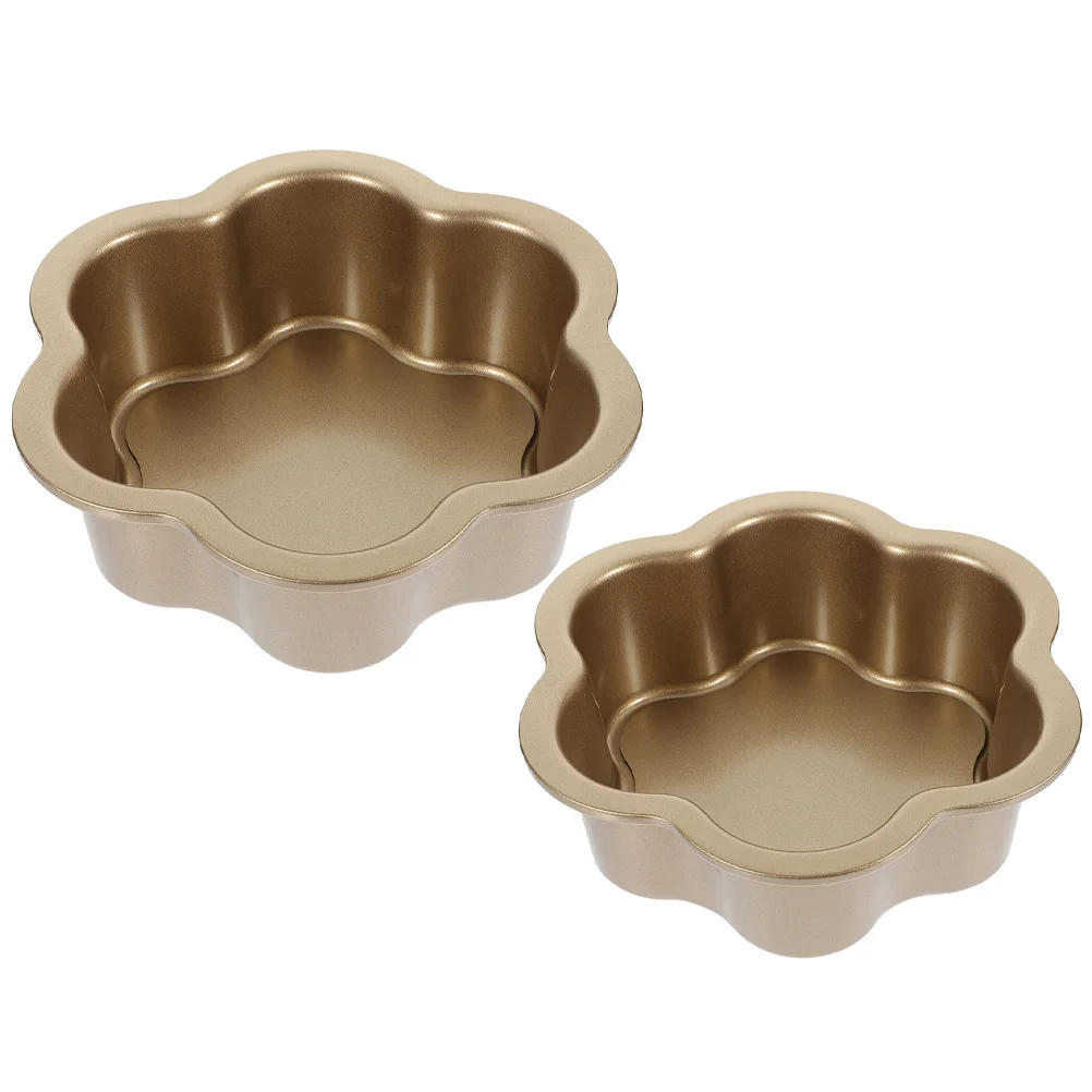 

2Pcs Flower Shaped Cake Pans Carbon Steel Nonstick Detachable Bottom Oven Safe Blossom Shape Baking Mold for Cookies Pudding