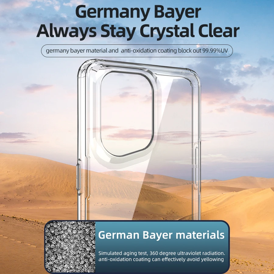 Airbag Anti-Fall Transparent Case for OPPO Find X5 Find X5PRO Anti-yellow Soft Edge PC Phone Cover image 4