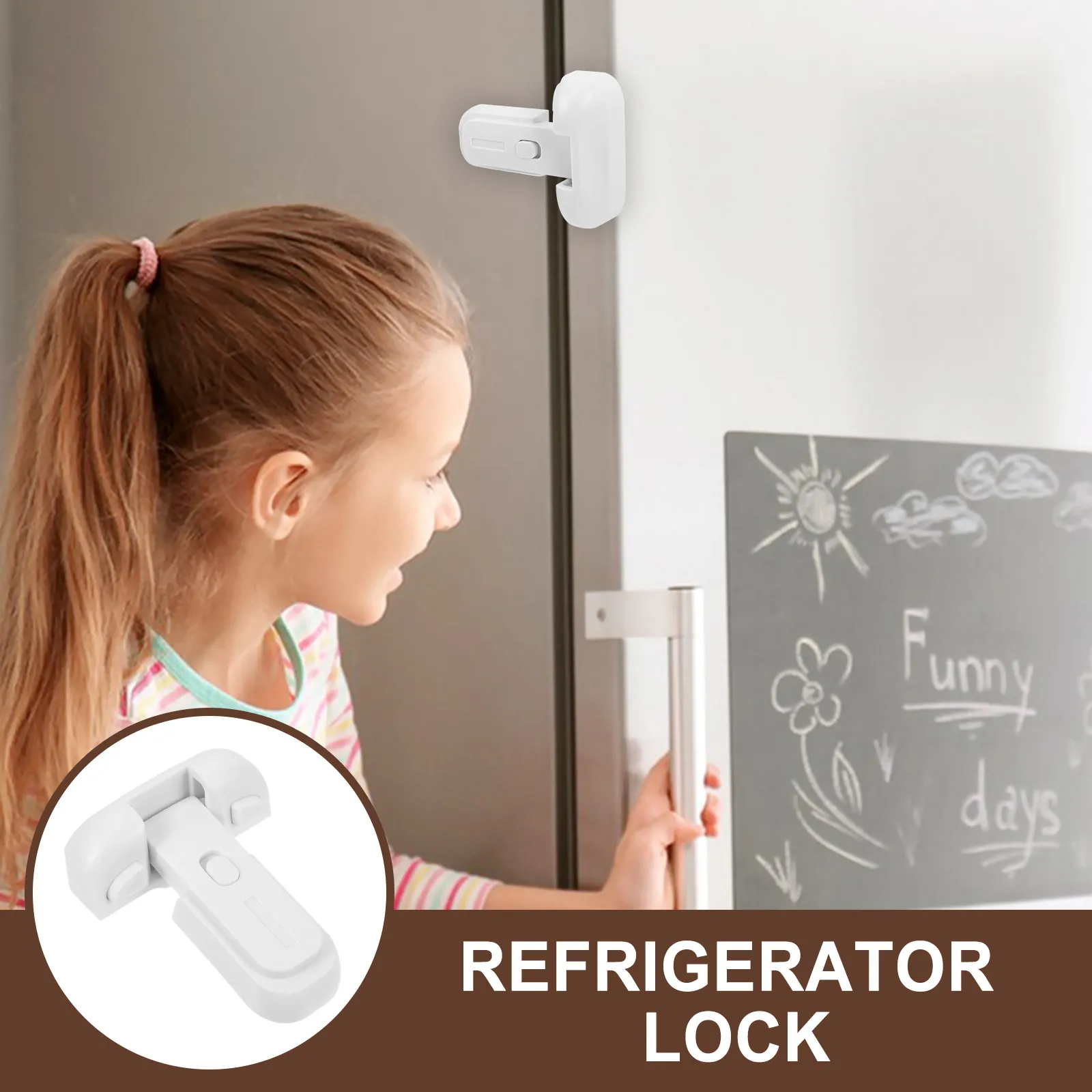 

Refrigerator Lock for Children Child Safety Fridge Lock Secure Easy Tool Free Installation Compatible with Most Refrigerator