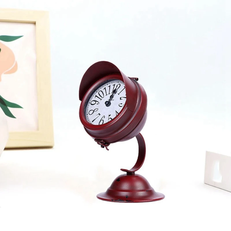 Desktop Clock, European Retro Clock Ornaments, Desktop Crafts, Small Searchlight Clock, Home Decoration Gift