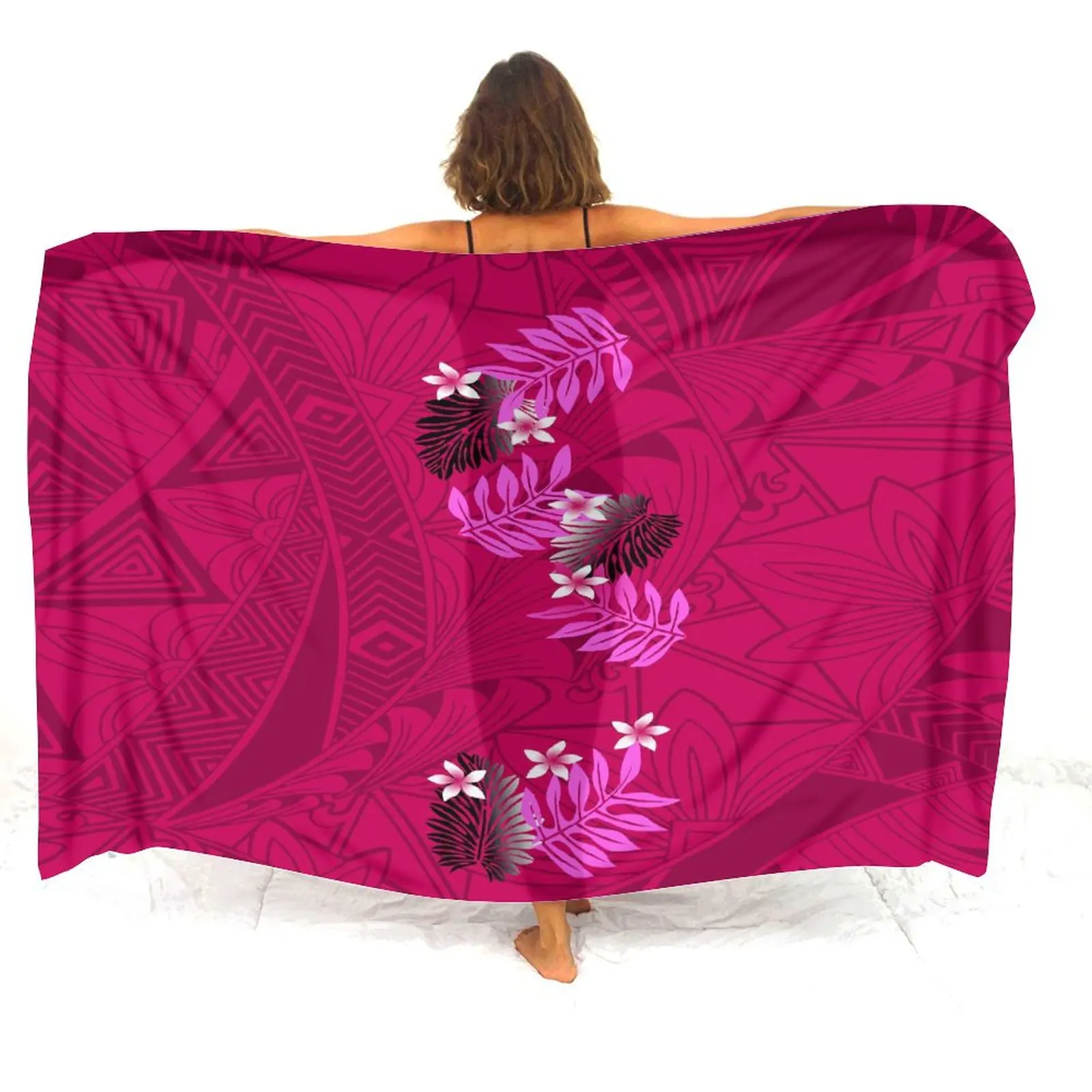 2024 New Soft Comfort Fabric Custom Sarong Beach Covered In Sexy Bikini One-Piece Coat Polynesian Print Women'S Drape