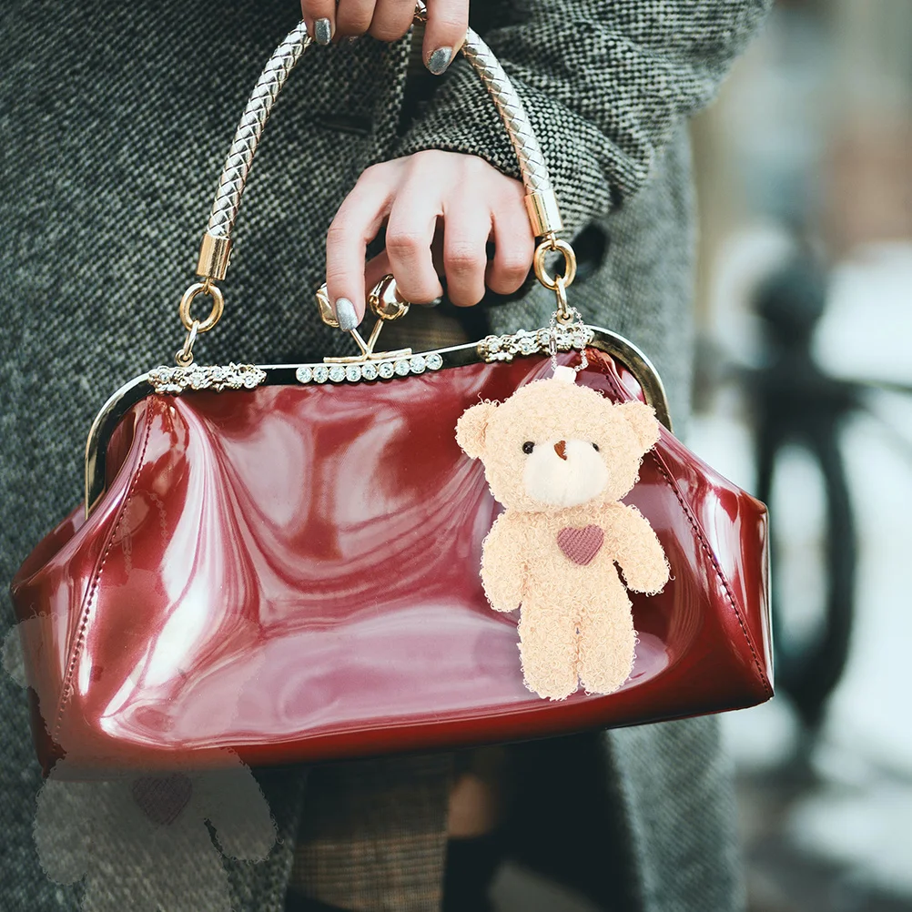 2 uds llavero de oso colgante lindo Animal relleno encanto bolso mochila accesorio colgante llavero de Animal relleno encanto