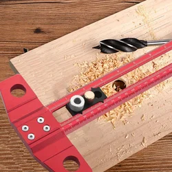 2 in 1 Drilling Positioning Scoring Ruler - Multifunctional Dowelling Jig with 6/8/10mm Drill Sleeves and Activity Block